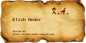 Klich Andor névjegykártya